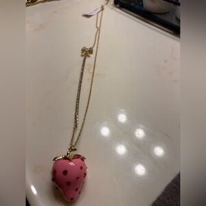 Betsey Johnson Pink and Gold Strawberry Necklace